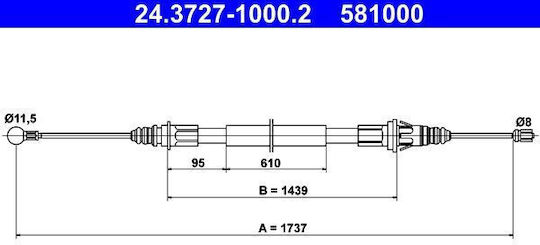 Cablu de frână de mână Opel Movano Combi J9 Ate 24372710002