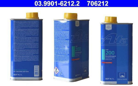 Ate Dot4 Brake Fluid 1L Dry 280°C Wet 198°C Viscosity 1400mm²/sec SAE J1703 ISO DIN 4925 Change Every 3 Years
