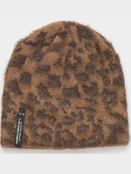Beanie Unisex Σκούφος Πλεκτός σε Καφέ χρώμα