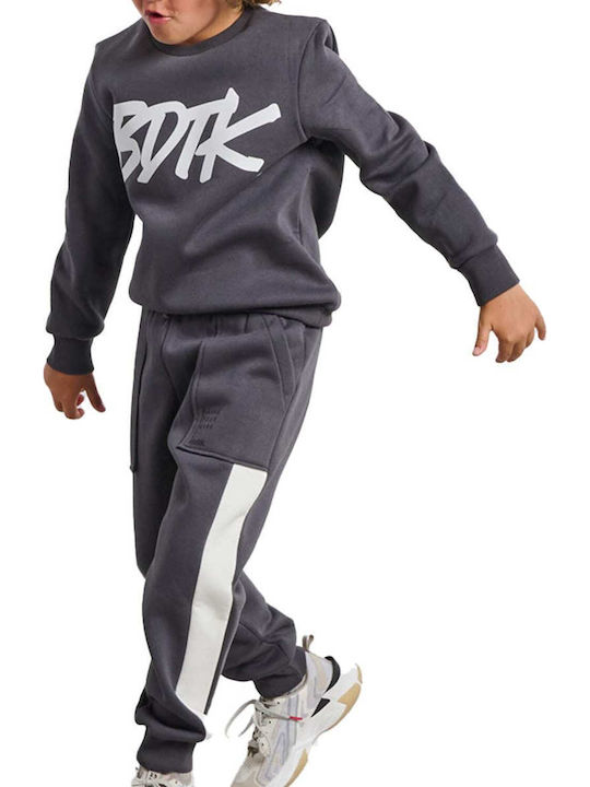 Fleece Lined Kids Sweatshirt With Hood Coal