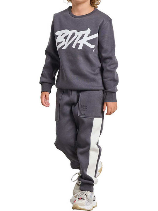 Fleece Lined Kids Sweatshirt With Hood Coal