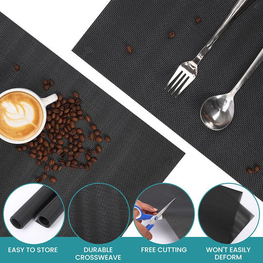 Belle Vous Plastic Placemats Black 44.5x30cm 6pcs