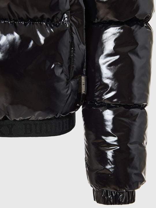 Women's Puffer Jacket for Winter with Hood Black