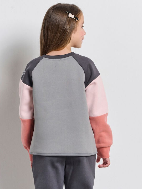 Fleece Lined Kids Cropped Sweatshirt Steel