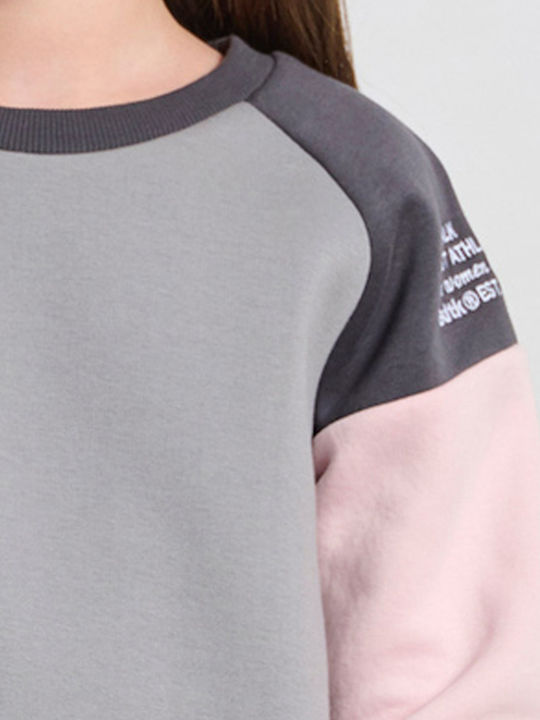 Fleece Lined Kids Cropped Sweatshirt Steel