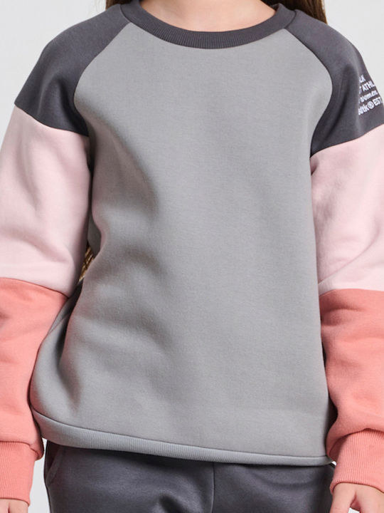 Fleece Lined Kids Cropped Sweatshirt Steel
