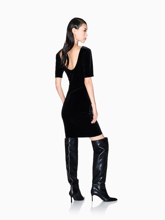 Mini Abendkleid Aus Samt Schwarz