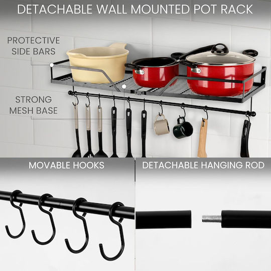 Belle Vous Wall Metal Shelf 80x30x8cm Black