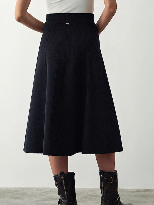 High-waisted Midi Skirt Black