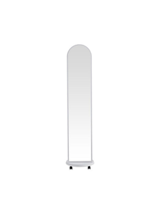 Pakketo Espero Boden- oder Standspiegel mit Gewölbtem Weißem Holzrahmen 170x34cm