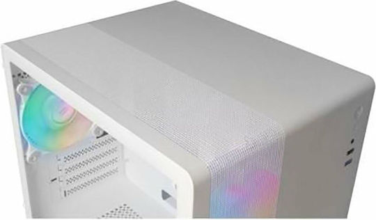 Mars Gaming MC-400 Gaming Mini Tower Computer Case with Side Window and RGB Lighting White