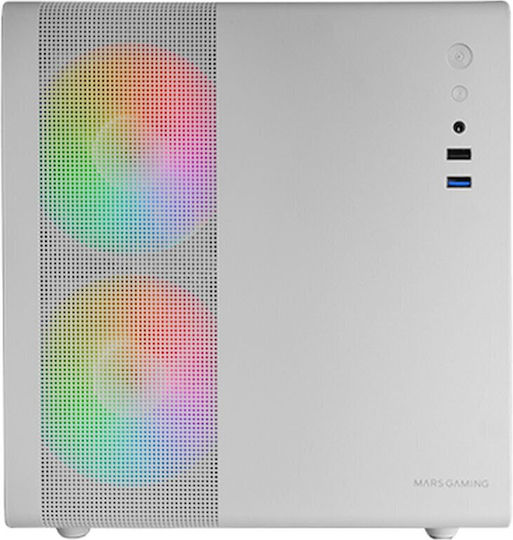 Mars Gaming MC-400 Gaming Mini Tower Computer Case with Side Window and RGB Lighting White