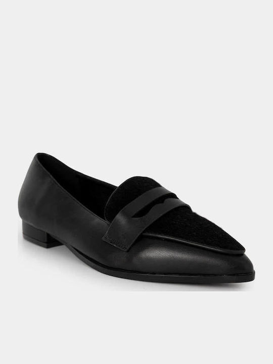 Leder Damen Mokassins in Schwarz Farbe