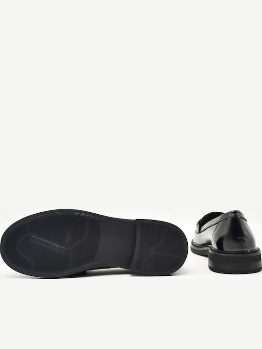 Leather Women's Loafers in Black Color