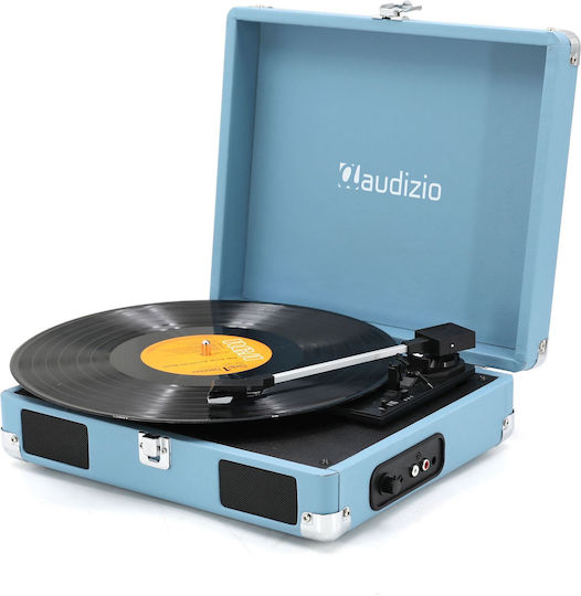 Audizio RP111BL 102.033 Куфар Грамофон с Задвижване с Ремък, Предусилване и Вградени Говорители Син