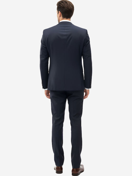 Men's Suit with Vest Slim Fit Navy