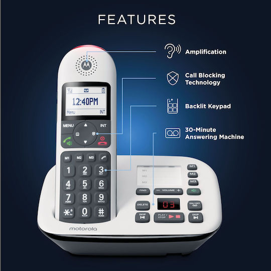 Motorola CD5012 Ασύρματο Τηλέφωνο Duo Λευκό