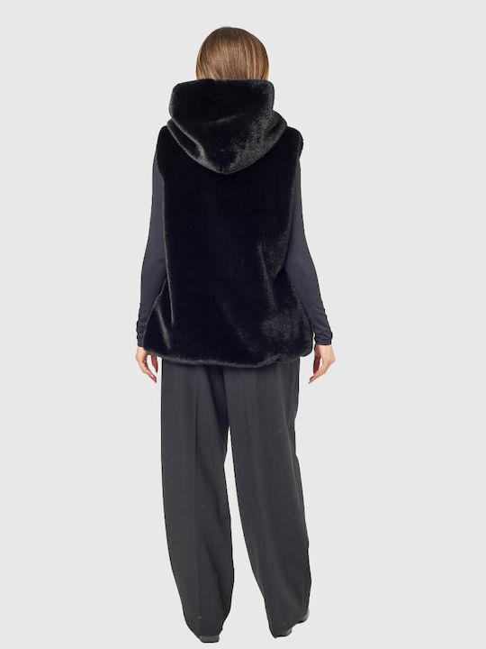 Vesta Scurtă Blană de damă Black