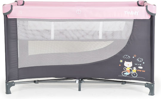 Cangaroo Tommy Patut pliabil cu 2 Nivele cu Saltea Pink Extra Matt 60x120cm