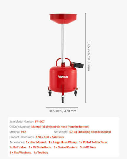 Vevor Manual Oil Can with 30 Liter Capacity