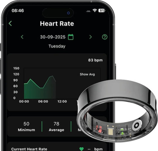 Nolatr Elite Lux Smart Ring 21.7mm with Heart Rate Monitor Silver