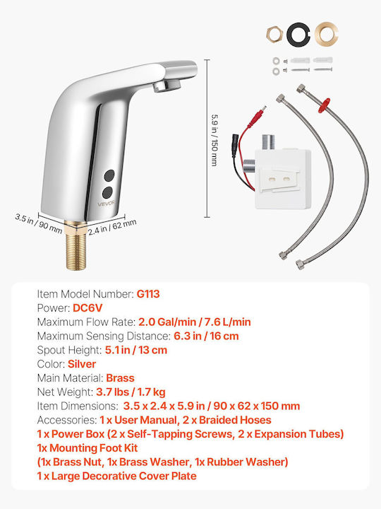 Vevor Mixing Sink Faucet Silver