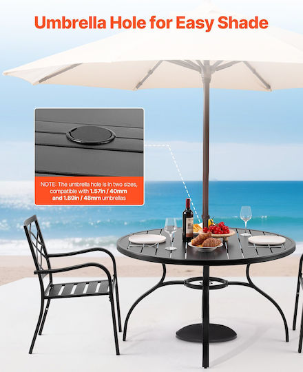 Metal Masa pentru spații exterioare Negru 120x120x72.5buc