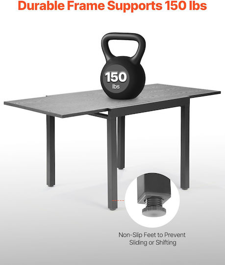 Outdoor Dinner Extendable Metal Table Dark Gray 80(+80)x80x75cm