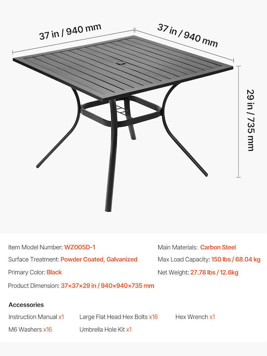 Tisch Stabil Bronze 94x94cm