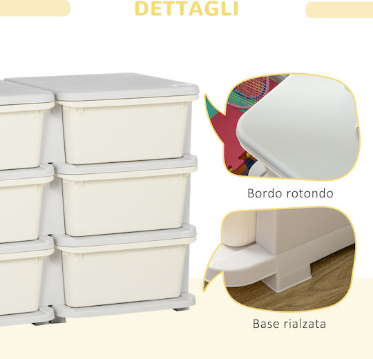 HomCom Toy Storage System made of Plastic White 75x37x56.5cm 1pcs