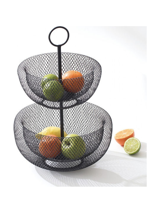 Atmosphera Метална Фруктова Кошница Mesh 2 Нива Черна 29x29x38см Atmosphera Метална Фруктова Кошница Mesh 2 Нива Черна 29x29x38см