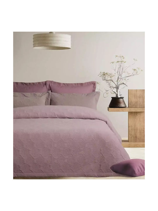Das Home Happy 0289 Pillowcase Set with Envelope Cover Quilted Lilac 50x70cm.