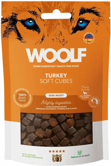 Woolf Вкусна Лакомство За Кучета Woolf Меки Кубчета Турция Монопротеин 100г