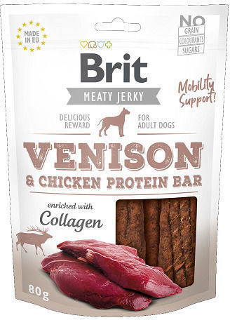 Brit Meaty Jerky Dog Treat With Deer Chicken Meat And Cereals 80gr