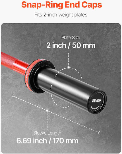 Vevor Ίσια Μπάρα Ολυμπιακού Τύπου Φ50 10kg Μήκους 120cm με Κολάρα Ασφαλείας