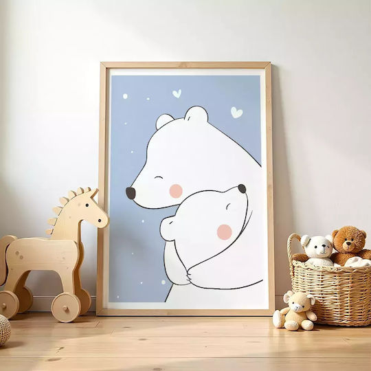 Παιδικό Κάδρο Loving Bears με Λευκή Κορνίζα από Πλαστικό 21x30εκ.