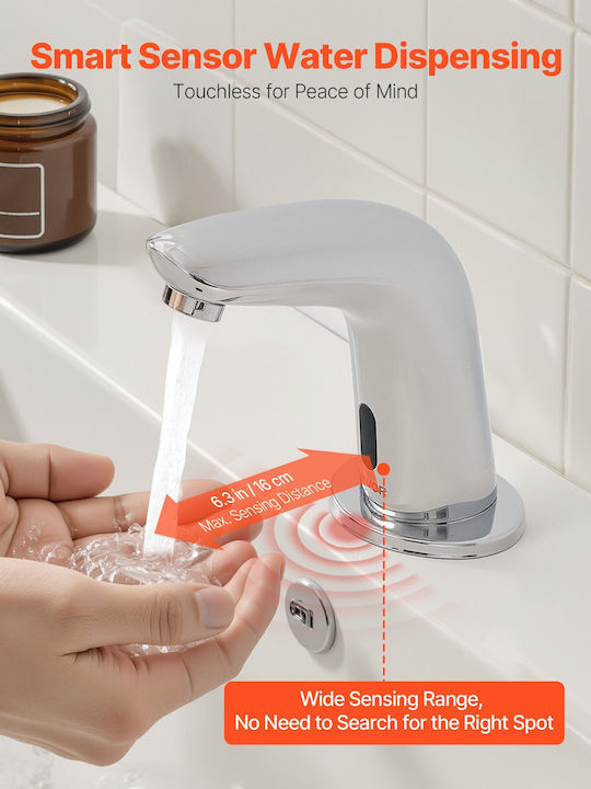 Vevor Automatic Sensor Bathroom Faucet Chrome Detection Range 16 Cm Dltdlwsbzdte4kzm5002v9