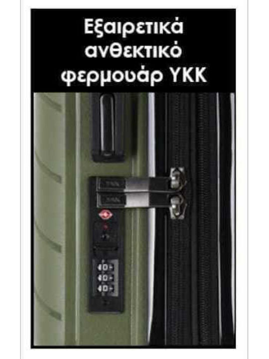 Lavor Medium Hard Green Travel Suitcase with 4 Wheels Height 66cm