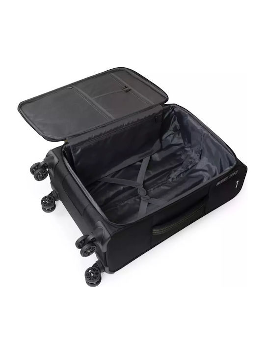 Newcom Medium Fabric Suitcase Yellow With 4 Wheels Height 58cm