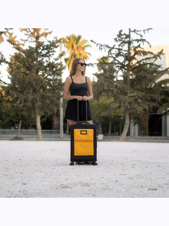 Newcom Medium Fabric Suitcase Yellow With 4 Wheels Height 58cm