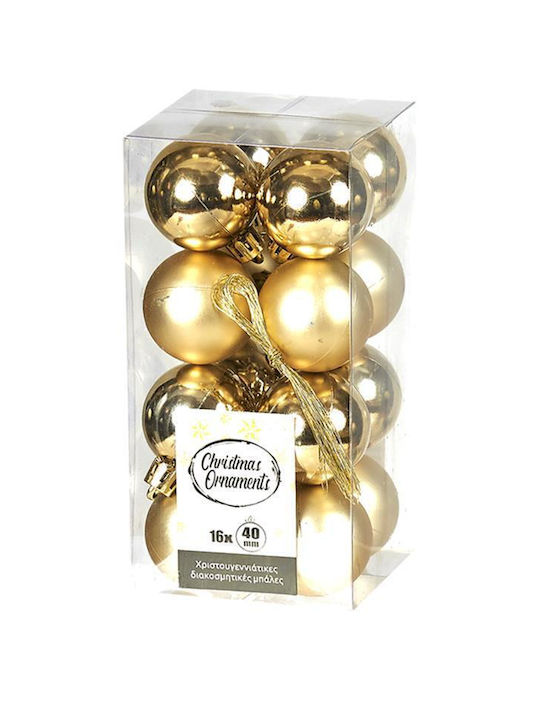 Hanging Ball Ornament Ornament Plastic Gold 4cm Set 16pcs