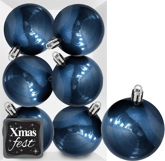 Hängendes Kugel Ornament Ornament Blau 6cm Set 6Stück