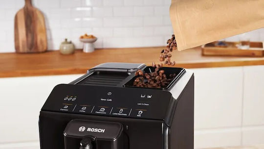 Bosch Αυτόματη Μηχανή Espresso 1300W Πίεσης 15bar για Cappuccino με Μύλο Άλεσης Μαύρη TIE20109