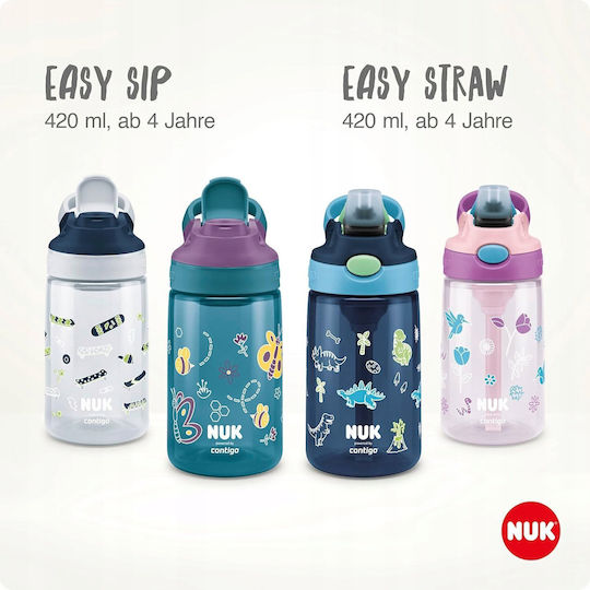 Nuk Contigo Easy Straw Παιδικό Παγούρι Πλαστικό με Καλαμάκι Ροζ 420ml