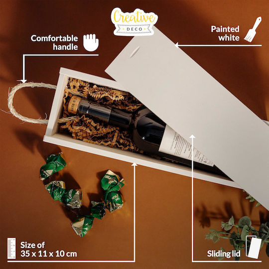 Creative Deco White Wine Box 1 Bottle 36 X 11 X 9.8 Cm Lid Lock Perfect Wine Storage As A Gift Decoration Decoupage Personalization