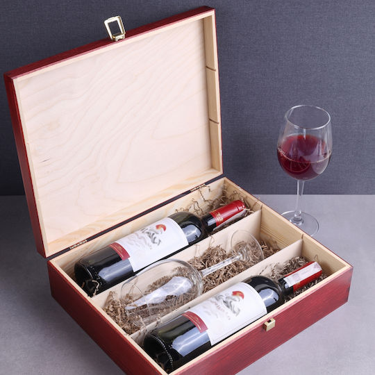 Creative Deco Rote Lackierte Weinbox 3 Flaschen 35 x 30 x 10 cm Deckelverschluss Perfekte Weinlagerung Geschenkdekoration Decoupage Personalisierung