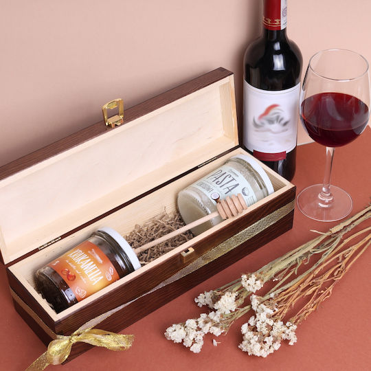 Creative Deco Brown Lacquered Wine Box for 1 Bottle 35.1 x 11 x 10 cm Lid Lock Perfect Wine Storage Gift Decoration Decoupage Personalization