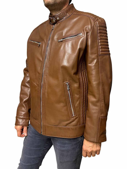 Geacă Biker din Piele Tabac