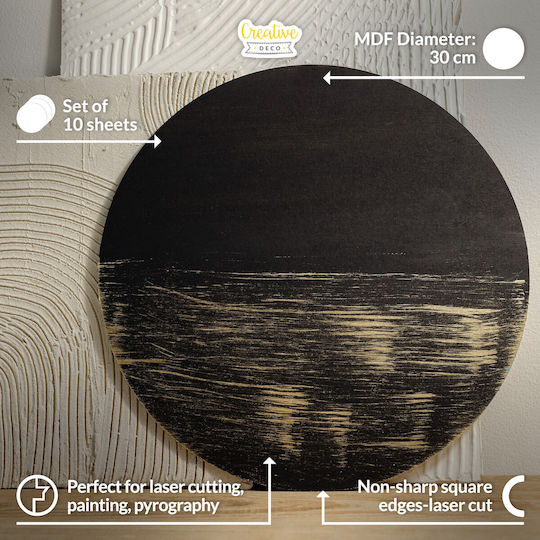 Creative Deco 10 X Round Mdf Board Diameter 30 Cm X 3 Mm Mdf Boards Crafting Manual Work Ideal Pyrography Laser Cutting Modeling Milling Cnc Plotter Jigsaw