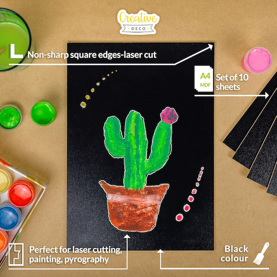 Creative Deco 10 x A4 MDF-Platte Schwarz 300 x 210 x 3 mm MDF-Platten DIY Basteln Perfekt für Pyrographie Laserschneiden Modellbau Fräsen CNC Plotter Laubsägearbeiten